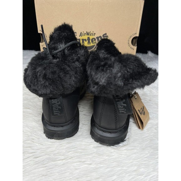 Dr. Martens 1460 Kolbert Boot Triple All Black Combat Fur Lined Waterproof sz 5 - Picture 3 of 5